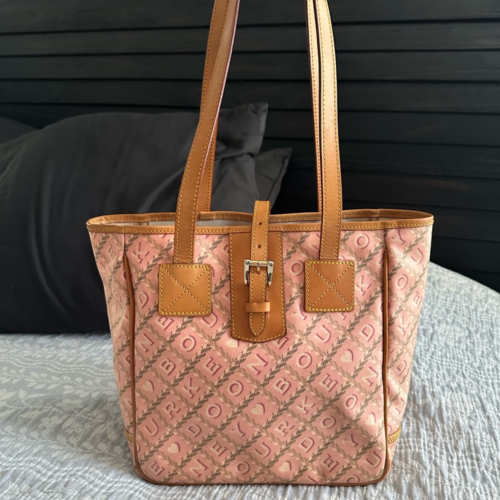 Dooney & Bourke Vintage Pink Tan Leather Tote Bag